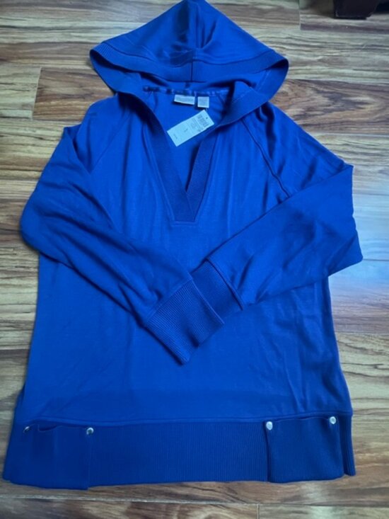 Zenergy by Chico's Sweaters - Zenergy by Chicos Women's Charlie Hooded Pullover Sweater, Blue, Size 1